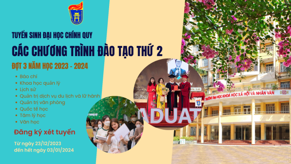 Thông báo Tuyển sinh ĐH chính quy các CTĐT thứ 2 đợt 3 năm học 2023 - 2024