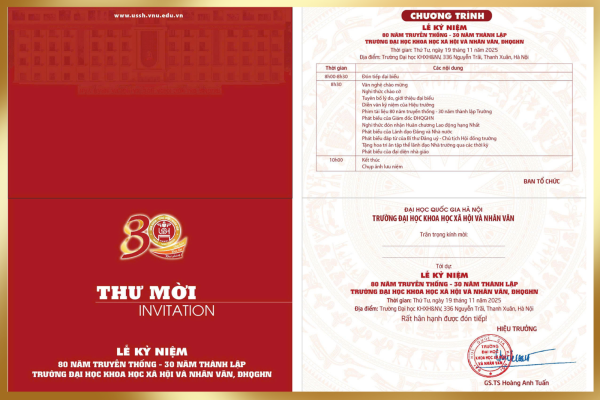 Thư mời tham dự Lễ Kỷ niệm 80 năm truyền thống - 30 năm thành lập Trường Đại học Khoa học Xã hội và Nhân văn, ĐHQGHN