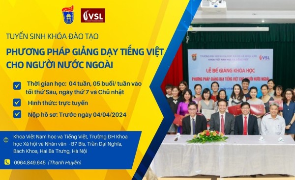 Thông báo tuyển sinh Khóa đào tạo “Phương pháp giảng dạy tiếng Việt cho người nước ngoài”