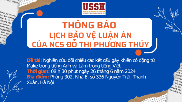 Thông báo tổ chức bảo vệ luận án tiến sĩ cho nghiên cứu sinh: Đõ Thị Phương Thúy