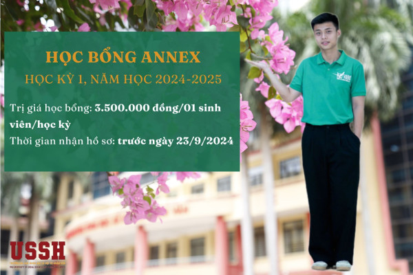 Thông báo chương trình học bổng Annex học kỳ 1, năm học 2024-2025