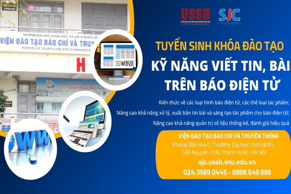 Thông báo tuyển sinh Khóa đào tạo “Kỹ năng viết tin, bài cho báo điện tử”