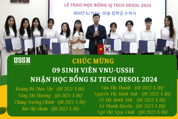 09 sinh viên VNU-USSH được trao học bổng giá trị của SJ Tech Oesol 2024