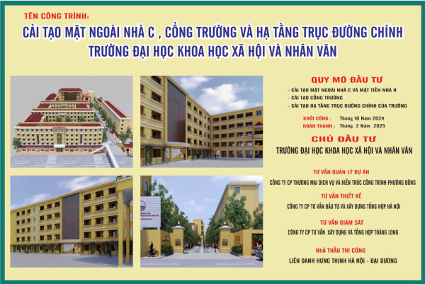 Thông báo khởi công dự án cải tạo khuôn viên VNU-USSH 336 Nguyễn Trãi