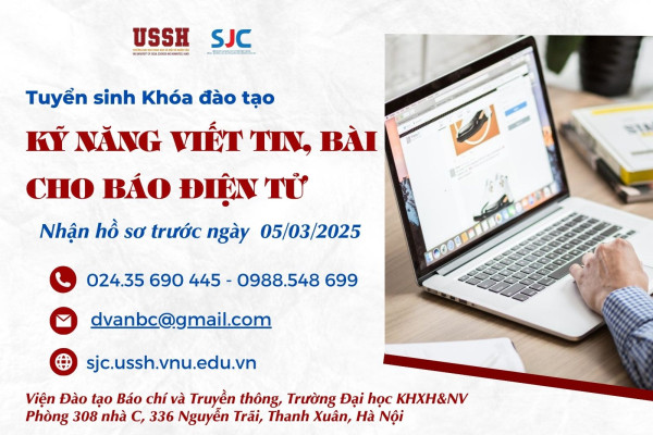 Tuyển sinh Khóa đào tạo: Kỹ năng viết tin, bài cho báo điện tử