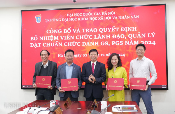 VNU-USSH có 4 giảng viên chính thức đạt chuẩn học hàm giáo sư, phó giáo sư và bổ nhiệm chức danh lãnh đạo Viện Chính sách và quản lí