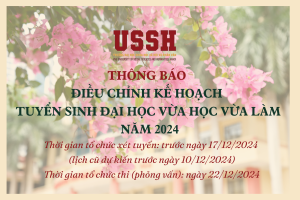 Thông báo Điều chỉnh kế hoạch tuyển sinh đại học Vừa học vừa làm năm 2024