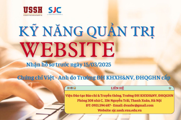 Thông báo tuyển sinh Khóa đào tạo “Kỹ năng quản trị website” tháng 4/2025