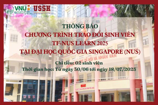 Thông báo chương trình Trao đổi Sinh viên TF-NUS LEaRN 2025 tại Đại học Quốc gia Singapore (NUS)