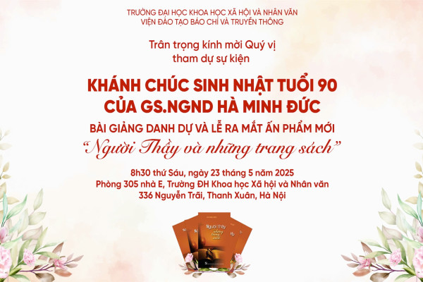 Thư mời dự sự kiện “Bài giảng danh dự“ và ra mắt ấn phẩm mới “Người Thầy và những trang sách”