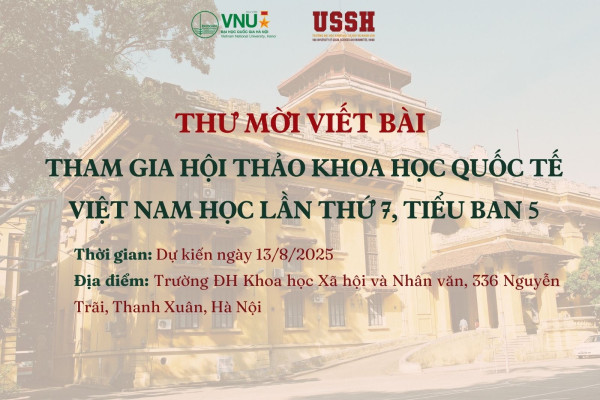 Thư mời viết bài tham gia hội thảo khoa học quốc tế  Việt Nam học lần thứ 7, tiểu ban 5