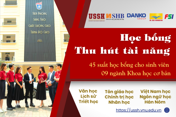 Sinh viên 09 ngành KHCB của VNU-USSH tiếp tục được nhận Học bổng Thu hút tài năng