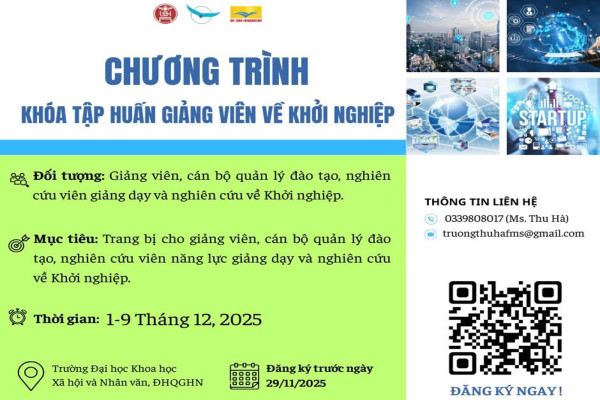 Chính thức mở đăng ký tham dự khóa “Tập huấn giảng viên về khởi nghiệp”