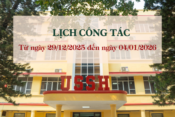 Lịch công tác từ ngày 29/12/2025 đến ngày 04/01/2026
