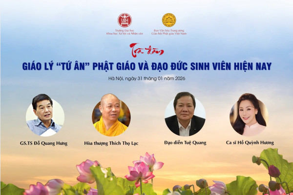 Thông báo về buổi Trà đàm trong khuôn khổ diễn đàn “Sáng đạo trong đời” chủ đề “Giáo lý “Tứ ân” Phật giáo và đạo đức sinh viên hiện nay”