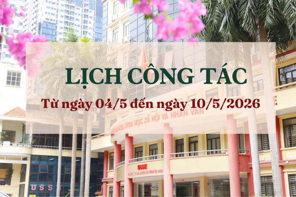 Lịch công tác từ ngày 04/5 đến ngày 10/5/2026