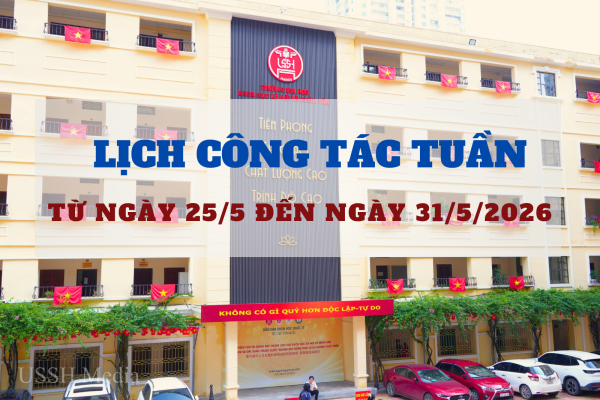Lịch công tác tuần từ ngày 25/5/2026 đến ngày 31/5/2026