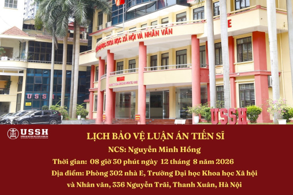 Thông báo lịch bảo vệ luận án tiến sĩ của NCS Nguyễn Minh Hồng