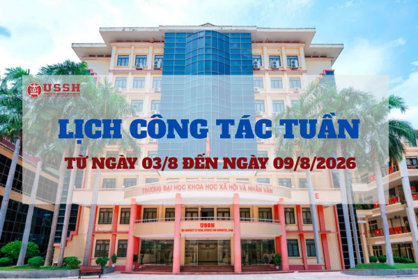 Lịch công tác tuần từ 03/8/2026 đến ngày 09/8/2026