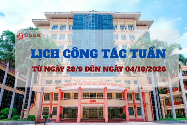 Lịch công tác từ ngày 28/9 đến ngày 04/10/2026