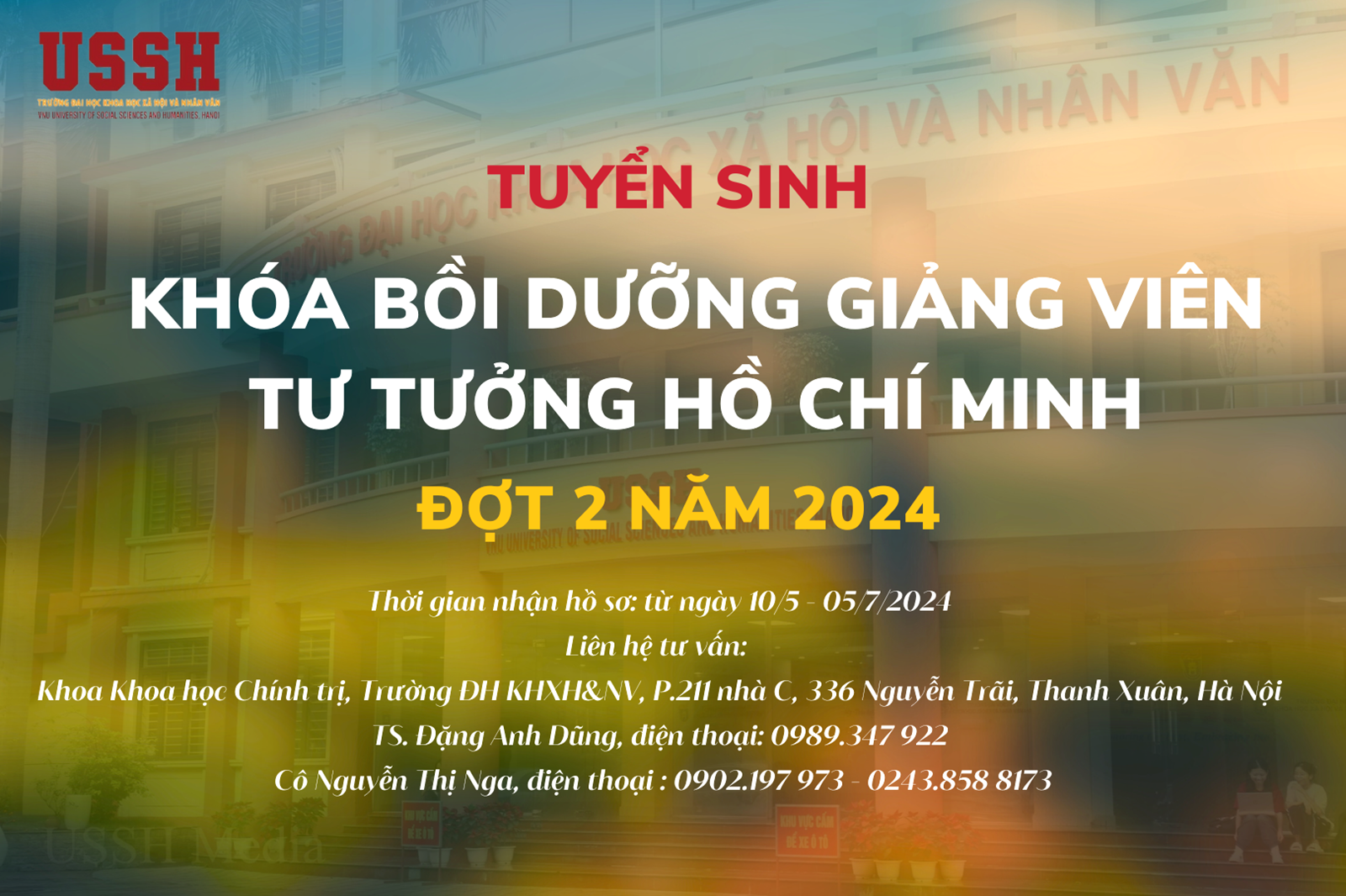 Thông báo Tuyển sinh khóa bồi dưỡng giảng viên Tư tưởng Hồ Chí Minh, đợt 2 năm 2024